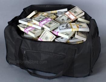 fake bag of money|million dollar prop money bag.